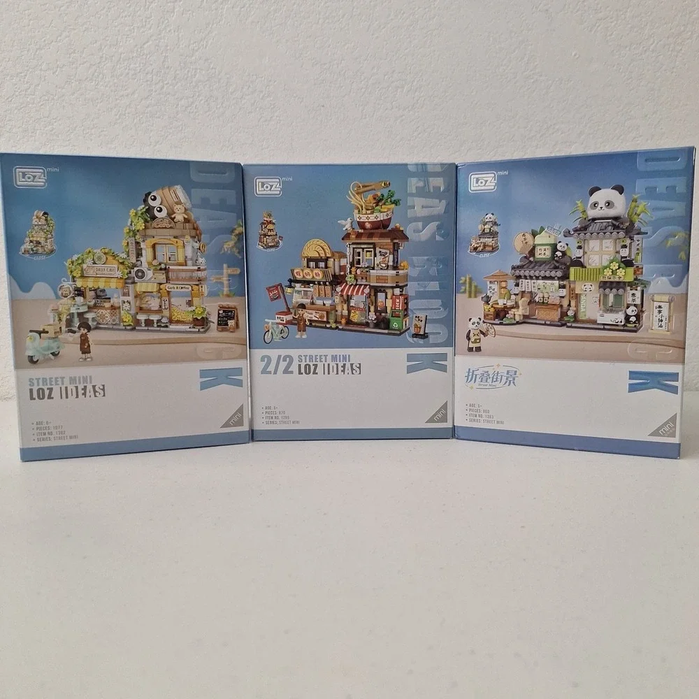 LOZ Ideas Street Mini Building Blocks Sets 1382 1383 & 1295 Panda Sushi Bee